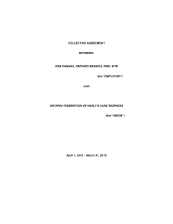 COLLECTIVE AGREEMENT BETWEEN: VON CANADA, ONTARIO