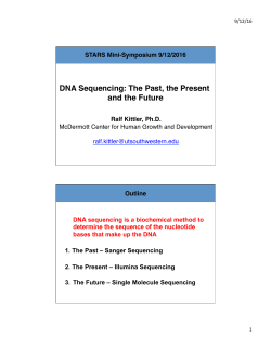 DNA Sequencing Ralf Kittler Presentation