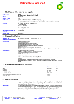 Unleaded 95 material safety data sheet