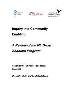 A Review of the Mt. Druitt Enablers Program