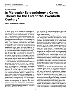 Is Molecular Epidemiology a Germ Theory for the