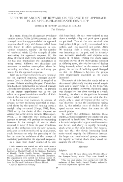 effects of amount of reward on strength of approach in an approach