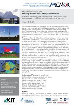 MICMoR Summer School 2015 Program - IMK - IFU