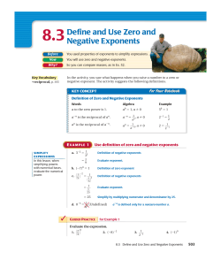 8.3Define and Use Zero and Negative Exponents