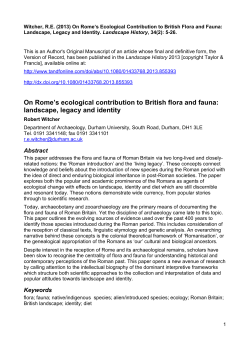 On Rome`s ecological contribution to British flora and fauna