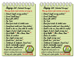 Shopping List (Individual Servings) Oatmeal (single serving packets