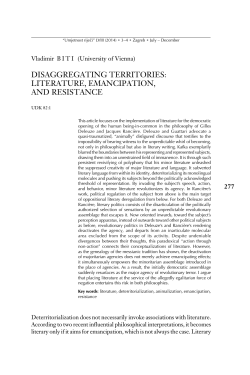 LITERATURE, EmANcIpATION, AND RESISTANcE