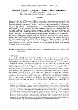 Mandarin Peripheral Construals at The Syntax-Discourse