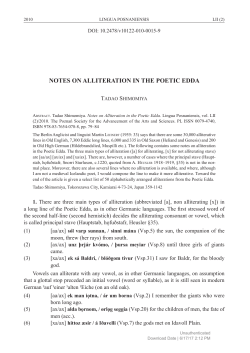 noTes on alliTeRaTion in THe poeTiC eDDa