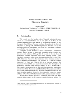 French adverb d`abord and Discourse Structure