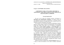 A DIFFERENT LOOK AT TEACHING HISTORICAL LINGUISTICS