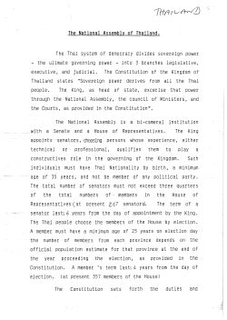 The National Assembly of Thailand. The Thai system of democracy