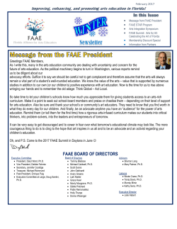 In this Issue FAAE BOARD OF DIRECTORS