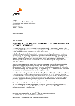 PwC submission to the Diverted Profits Tax