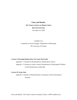 Irony and Ethics - UChicago Philosophy