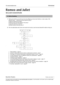 Romeo Juliet Worksheet