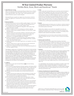 50-Year Limited Product Warranty - Nichiha Brick, Stone