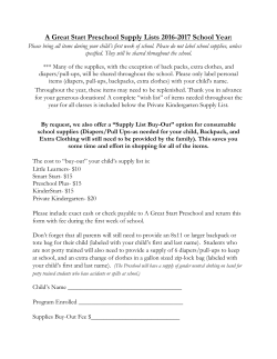 A Great Start Preschool Supply Lists 2016