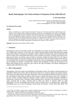 Muslim Historiography - Mediterranean Center of Social and