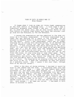 TOUR OF DUTY IN WORLD WAR II&middot;&middot; Wren Bowyer It began when I