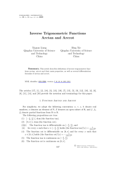 Inverse Trigonometric Functions Arctan and Arccot