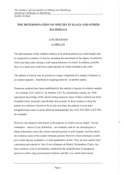 the determination of species in slags and other materials