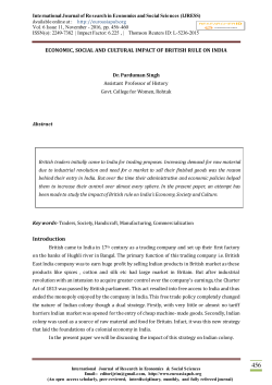 ECONOMIC, SOCIAL AND CULTURAL IMPACT OF BRITISH RULE