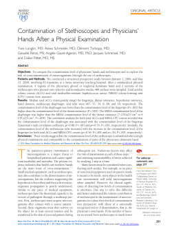 Contamination of Stethoscopes and Physicians` Hands After a