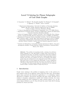 Local 7-Coloring for Planar Subgraphs of Unit Disk Graphs