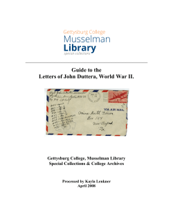 Guide to the Letters of John Duttera, World War II.