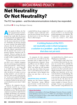 Net Neutrality Or Not Neutrality?