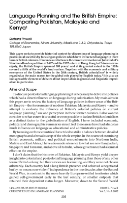 Language Planning and the British Empire