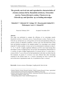 The growth, survival rate and reproductive characteristics of Artemia