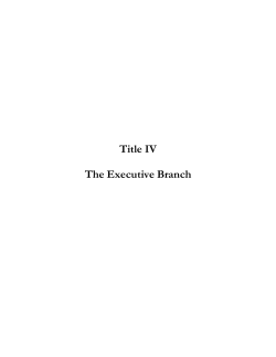 Title IV The Executive Branch