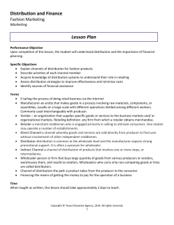 Distribution and Finance Lesson Plan