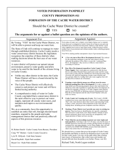 Should the Cache Water District be created?