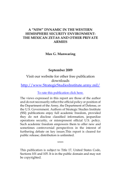A "New" Dynamic in the Western Hemisphere Security Environment