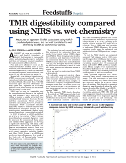 TMR digestibility compared using NIRS vs. wet chemistry