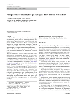 Paraparesis or incomplete paraplegia? How should we call it?