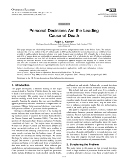 Personal Decisions Are the Leading Cause of Death