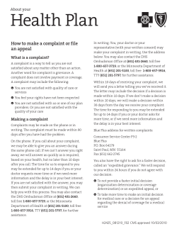 (HMO SNP) grievances/appeals - Blue Cross and Blue Shield of