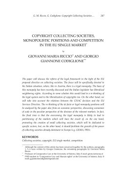 G. M. Riccio, G. Codiglione: Copyright Collecting Societies