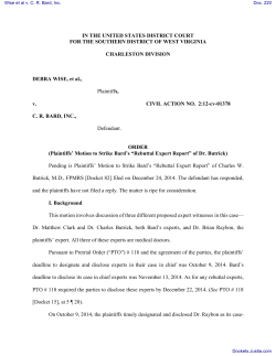Plaintiffs` Motion to Strike Bard`s "Rebuttal Expert