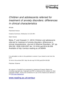 Children and adolescents referred for treatment of anxiety disorders