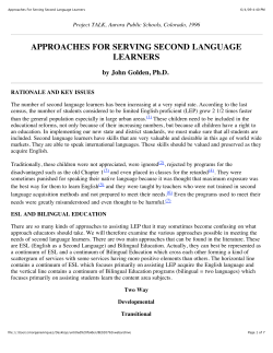 Approaches For Serving Second Language Learners