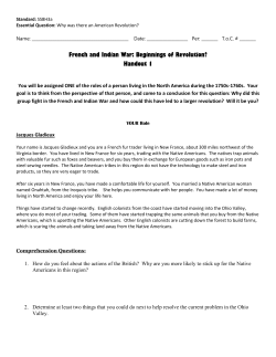 French and Indian War: Beginnings of Revolution? Handout 1