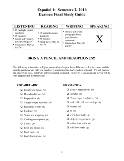 Study Guide - espa&ntilde;ol con la Se&ntilde;ora Koppenhaver