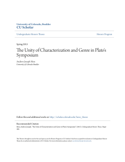 The Unity of Characterization and Genre in Plato`s