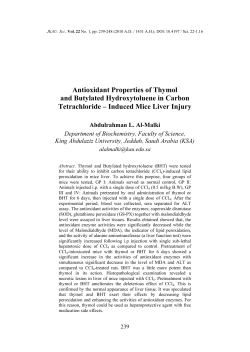 Antioxidant Properties of Thymol and Butylated Hydroxytoluene in