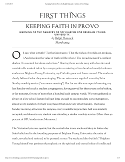 keeping faith in provo - Tanner Humanities Center